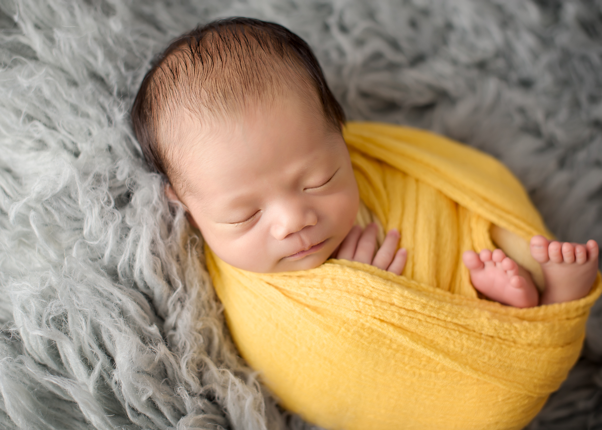 Calgary Newborn Photographer Yellow Wrap