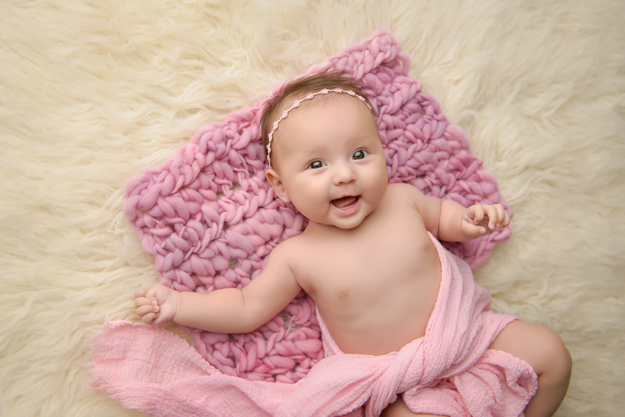 Baby Photography Cream And Pink Tummy Time