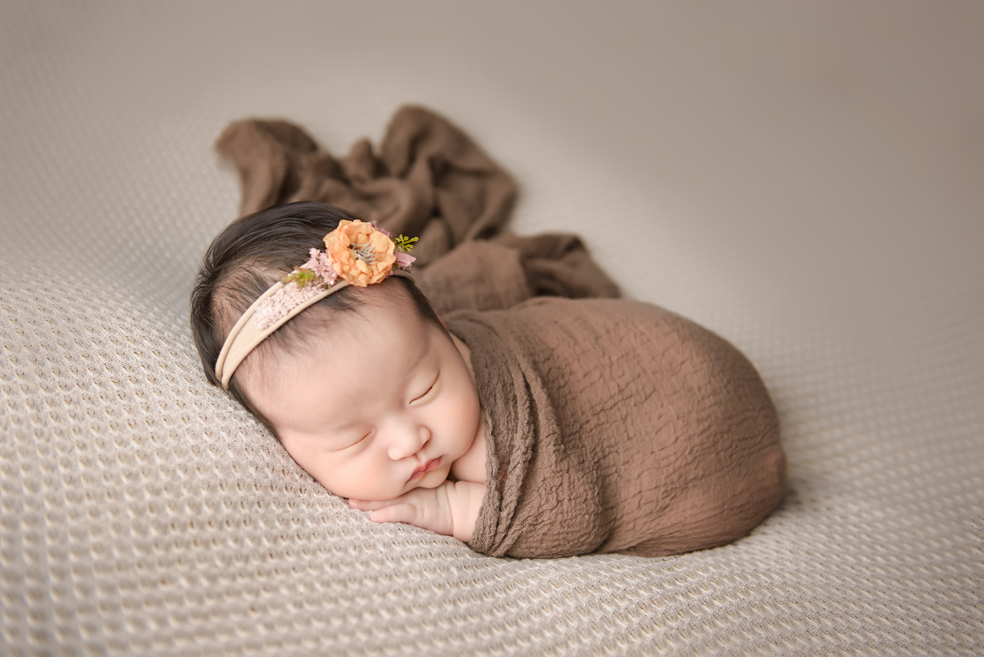 Calgary Newborn Photographer Baby Girl On Brown
