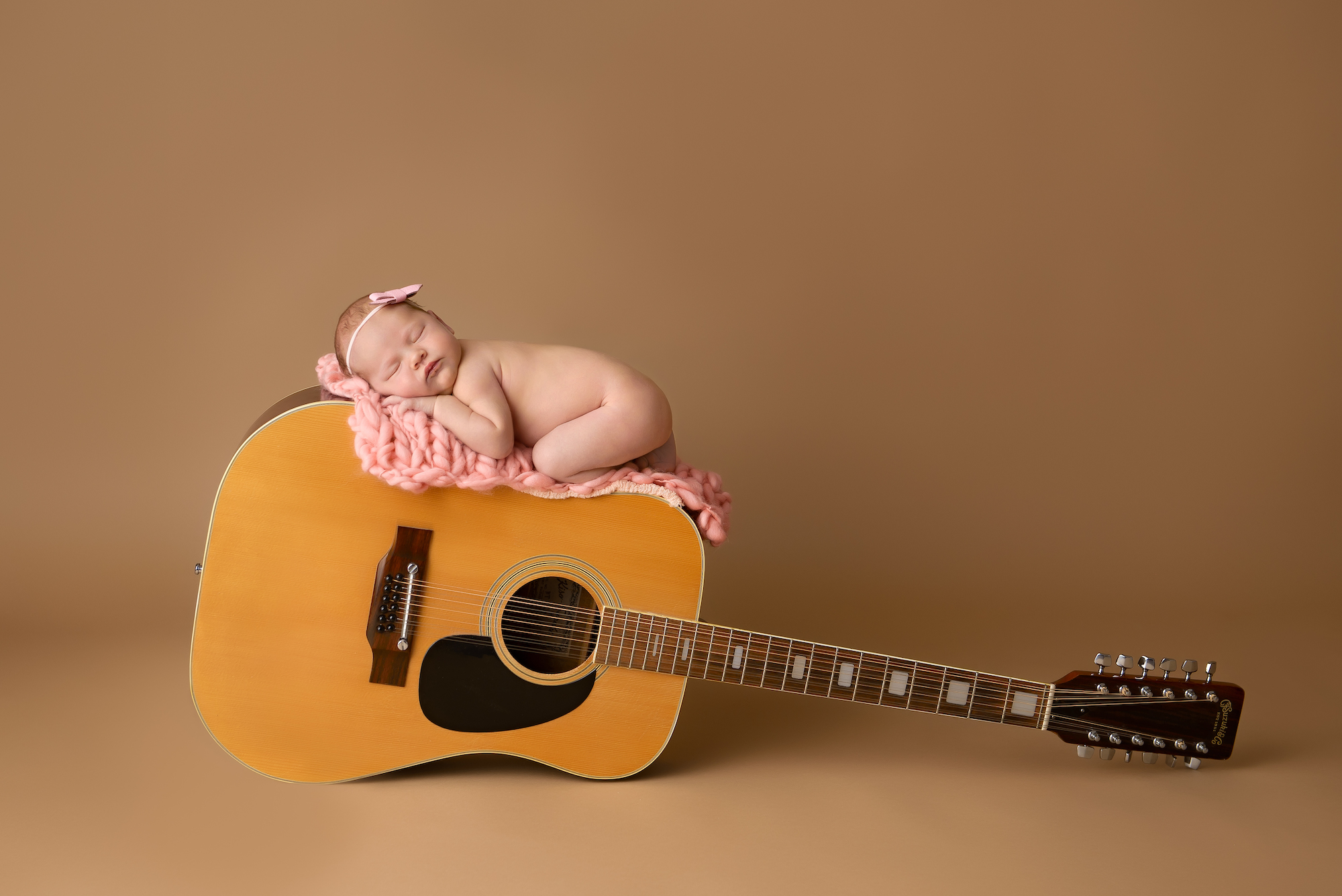 Calgary Newborn Photographer Baby Sleeping On Guitar