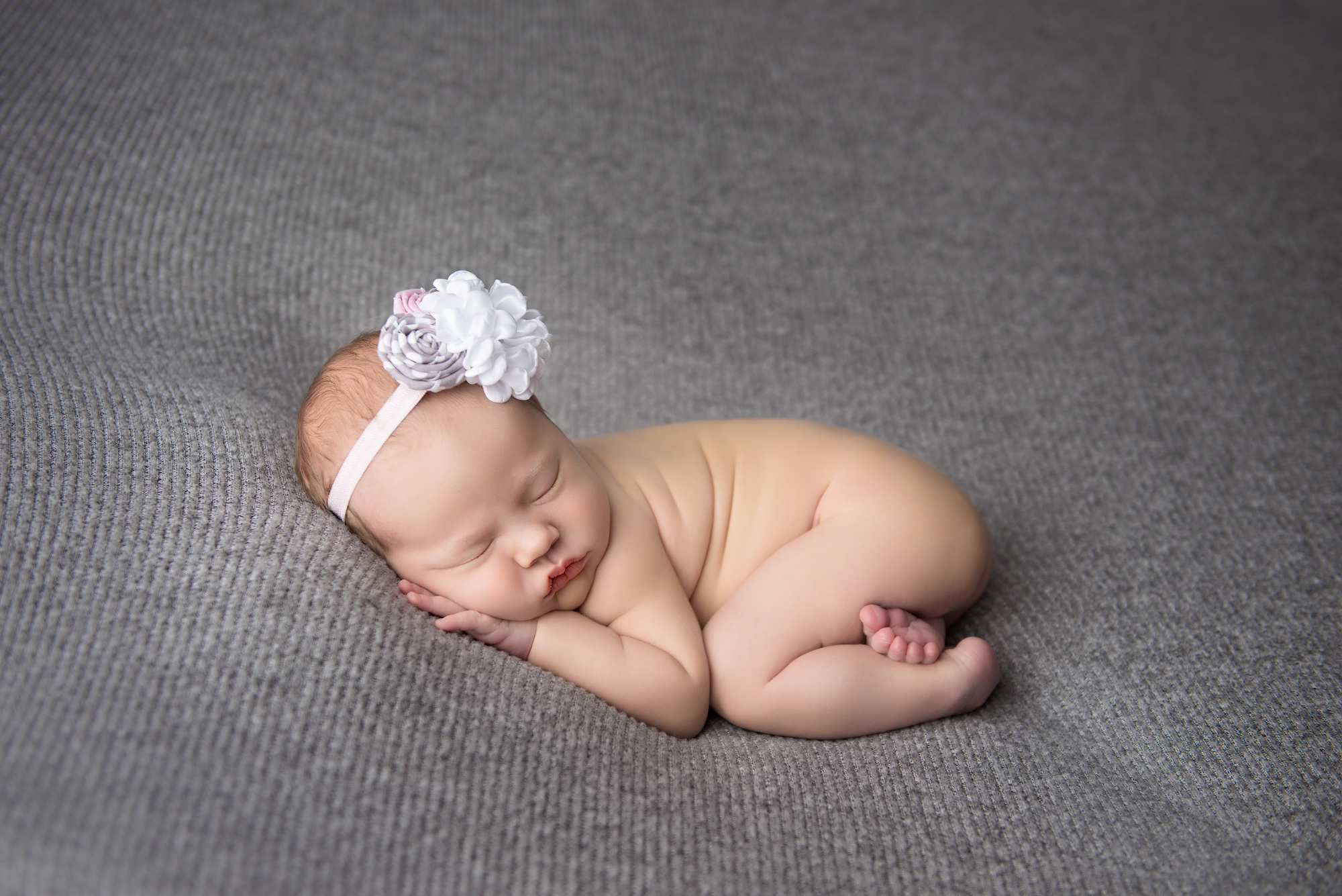 Calgary Newborn Photographer Baby White And Grey