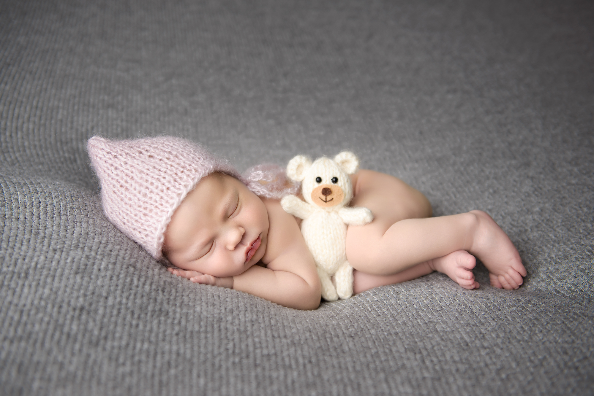 Calgary Newborn Photographer Baby With Teddy Bear