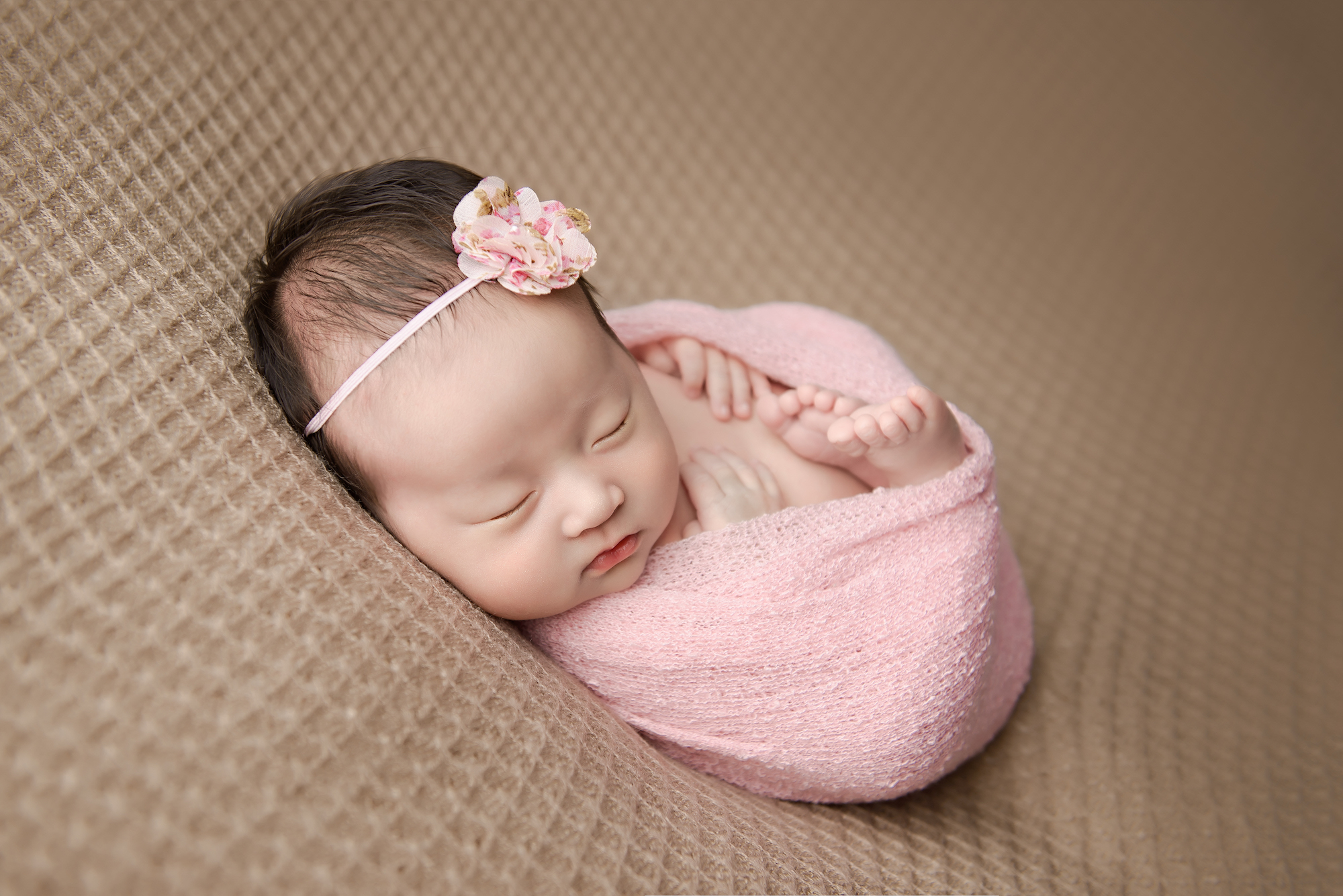 Calgary Newborn Photographer Pink And Brown Colours