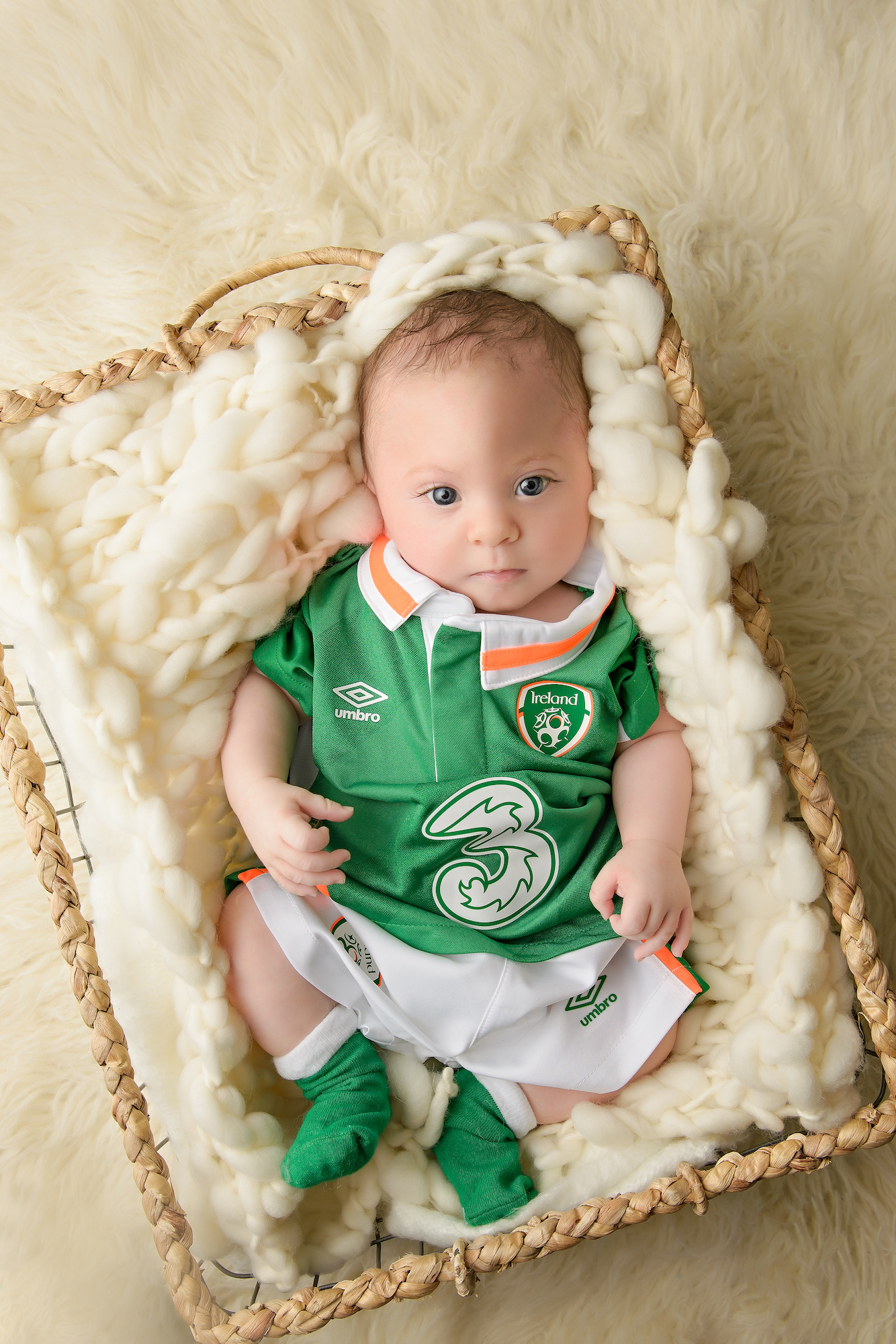 Calgary Baby Photographer Baby Wearing Irish Soccer Jersey