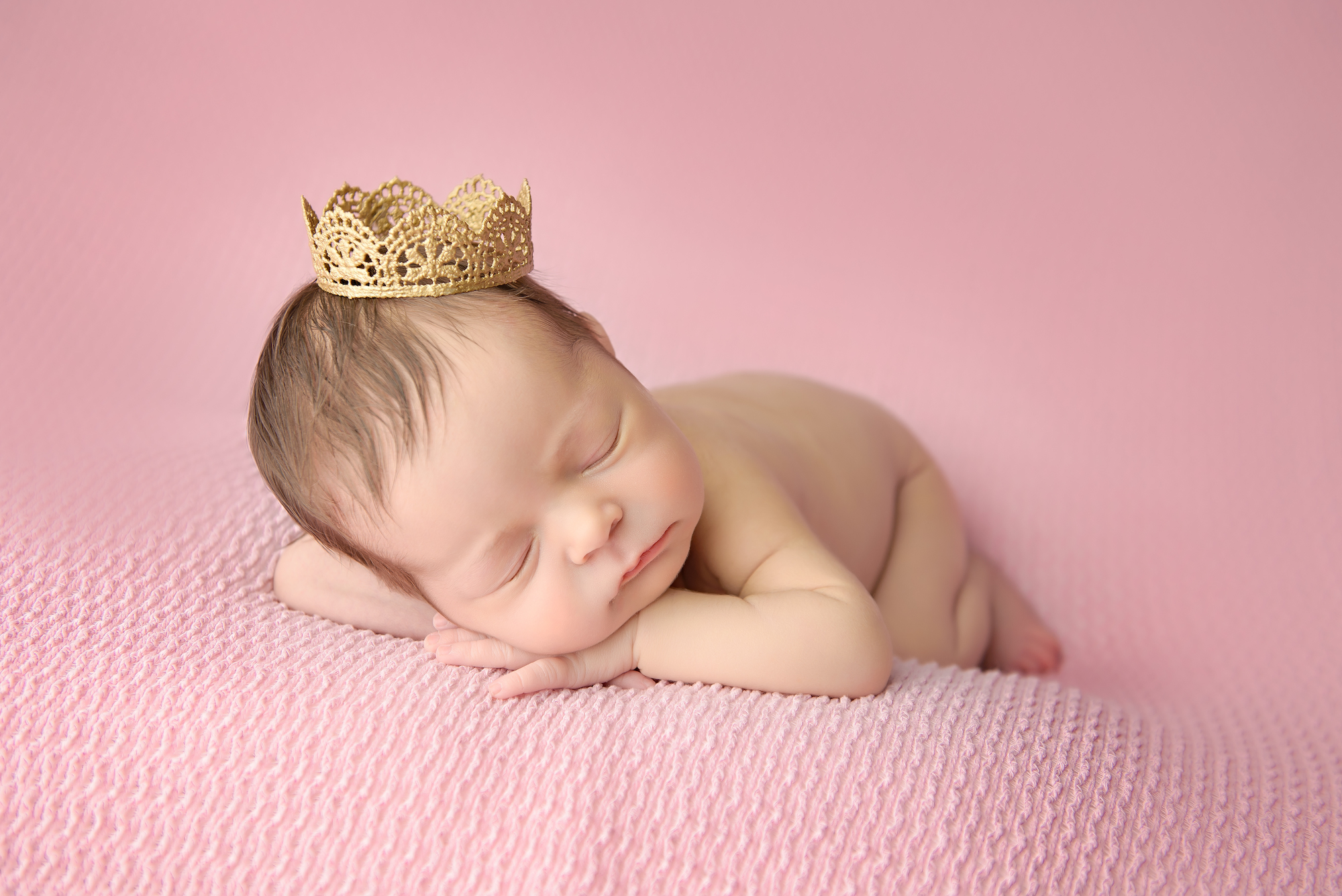 Calgary Newborn Photography Pink And Golden Crown