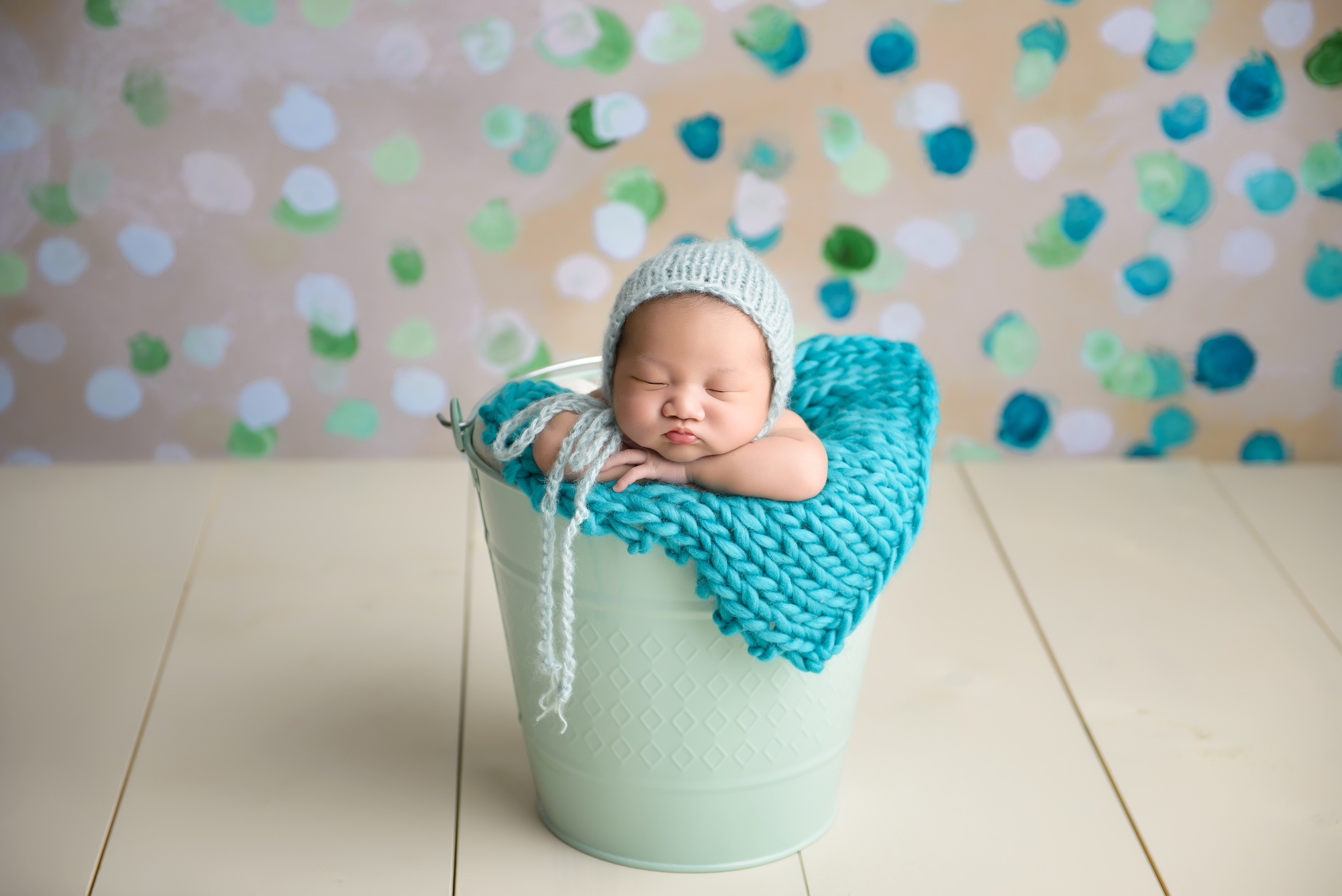 Newborn Baby In A Bucket