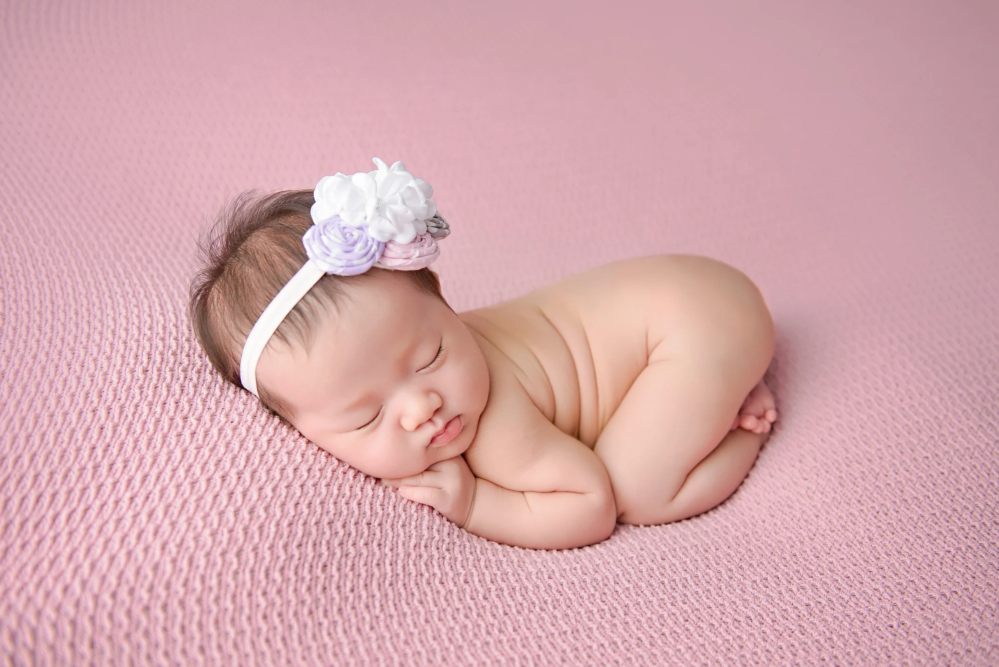 Newborn Photography Calgary Naked On Pink Backdrop