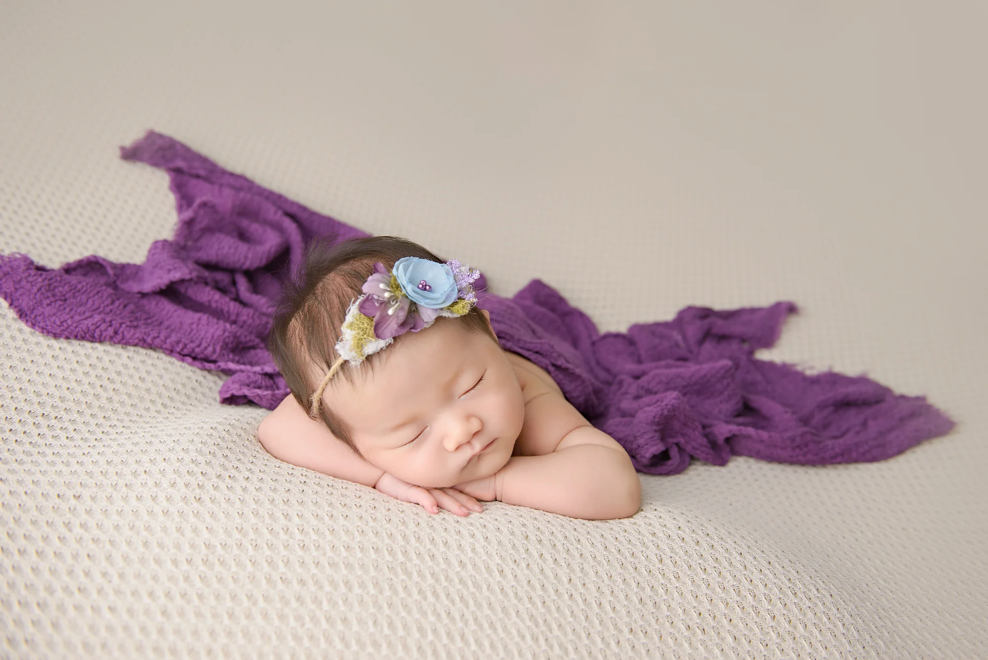 Newborn Photography Calgary Purple Flowers Headband