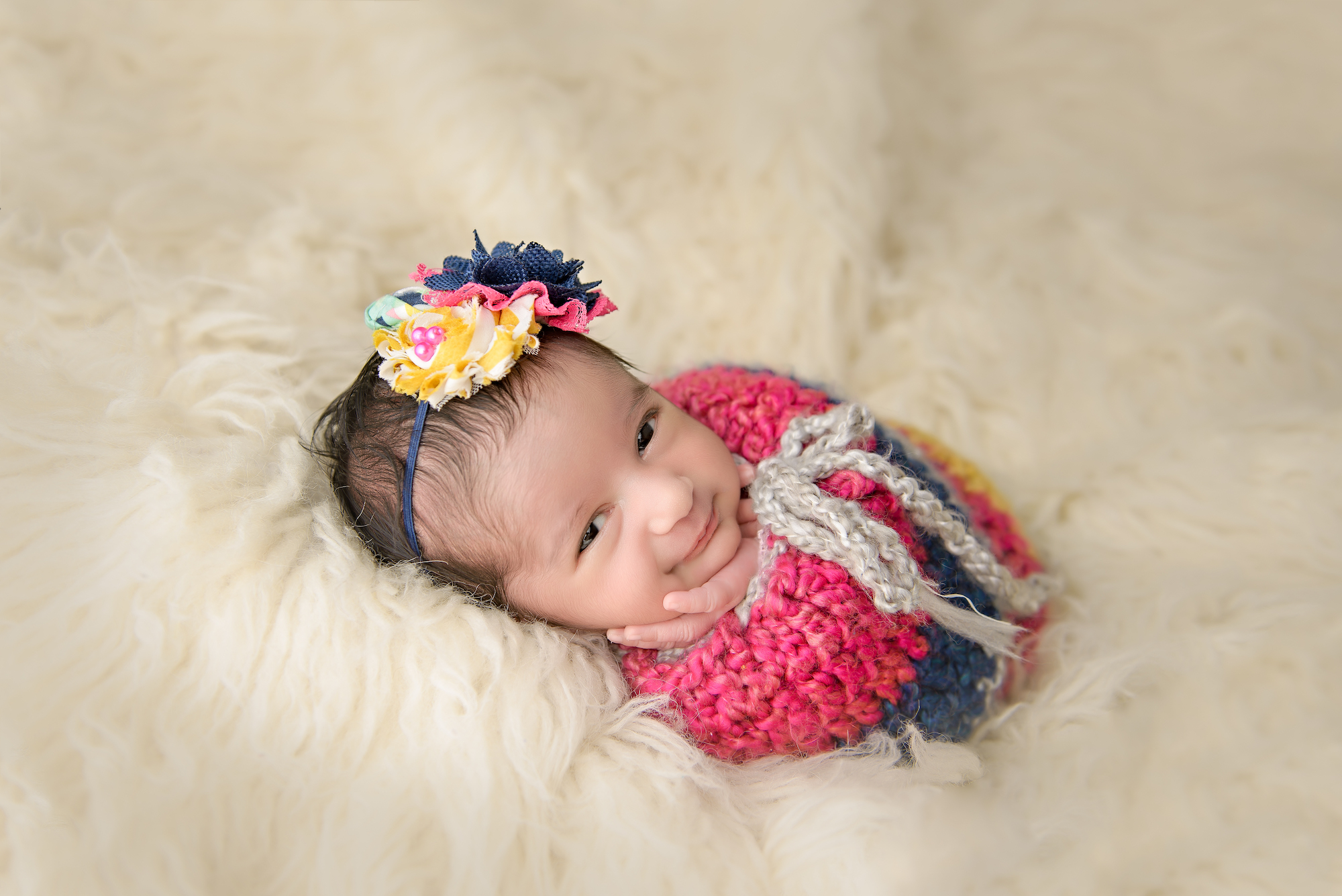 Newborn Photography Smiling At The Camera