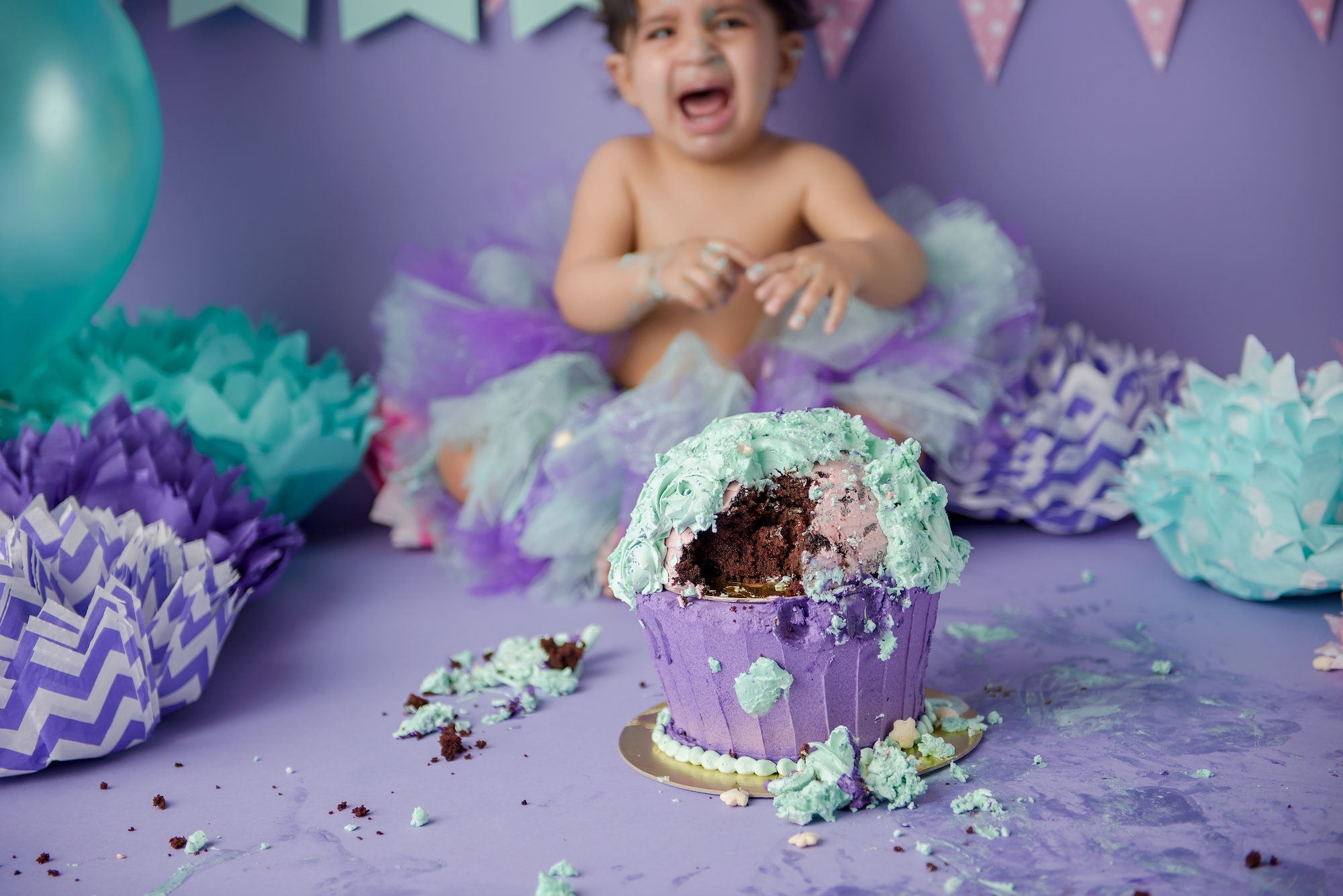 Cake Smash Photography Purple Cake Closeup