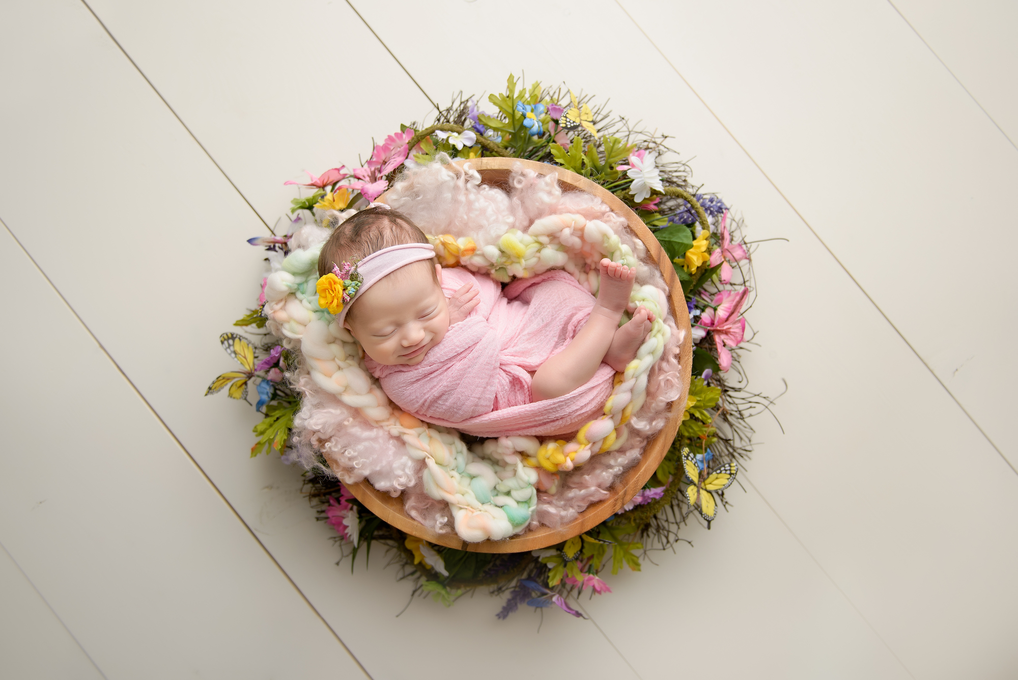 Calgary Newborn Photographer Bowl With Flowers