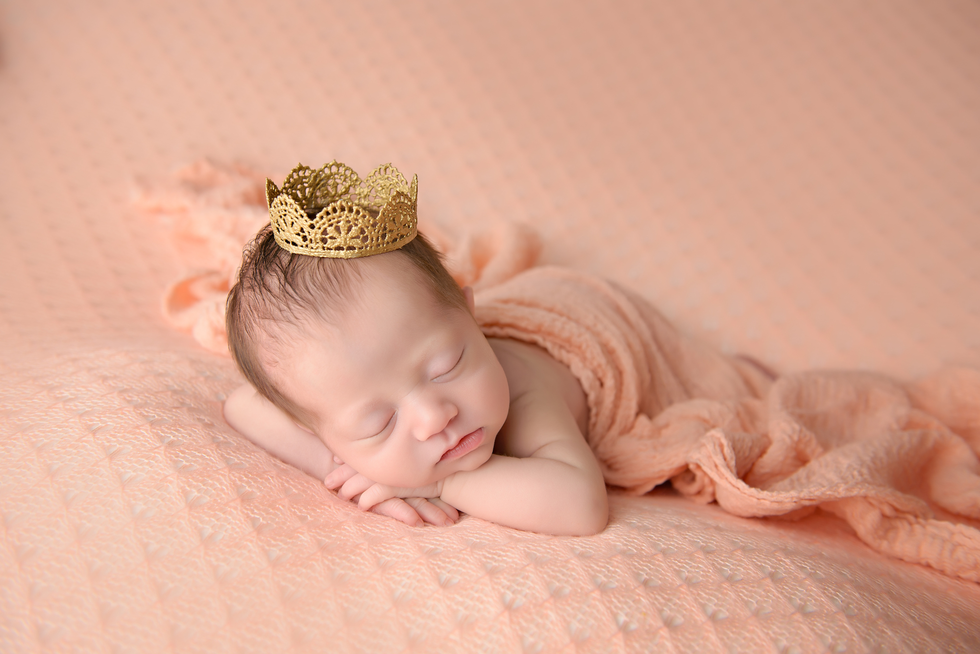 Calgary Newborn Photographer Orange Backdrop With Golden Crown