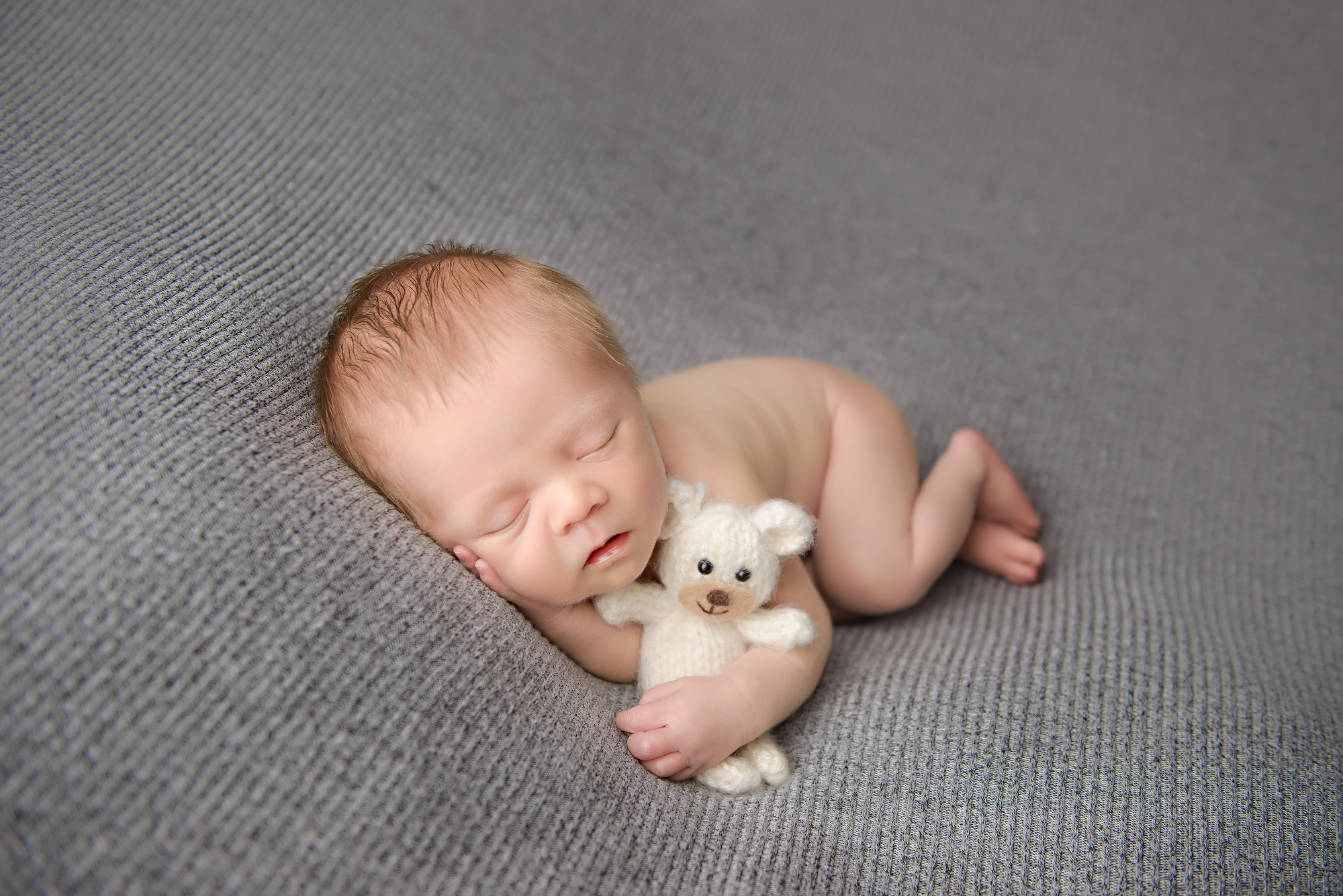 Newborn Photography Baby Sleeping With Teddy Bear