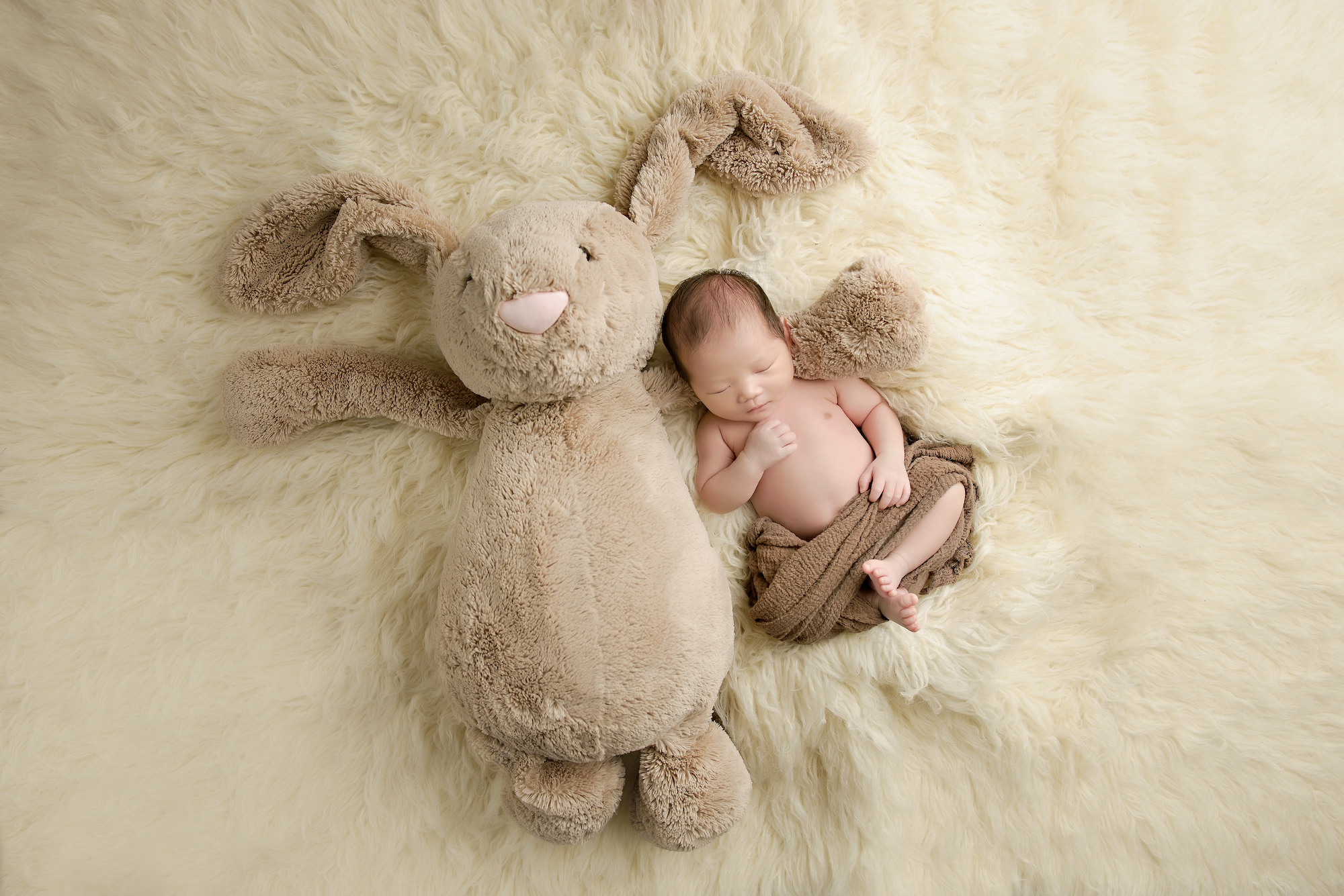 Newborn Photography Calgary Baby And Huge Bunny
