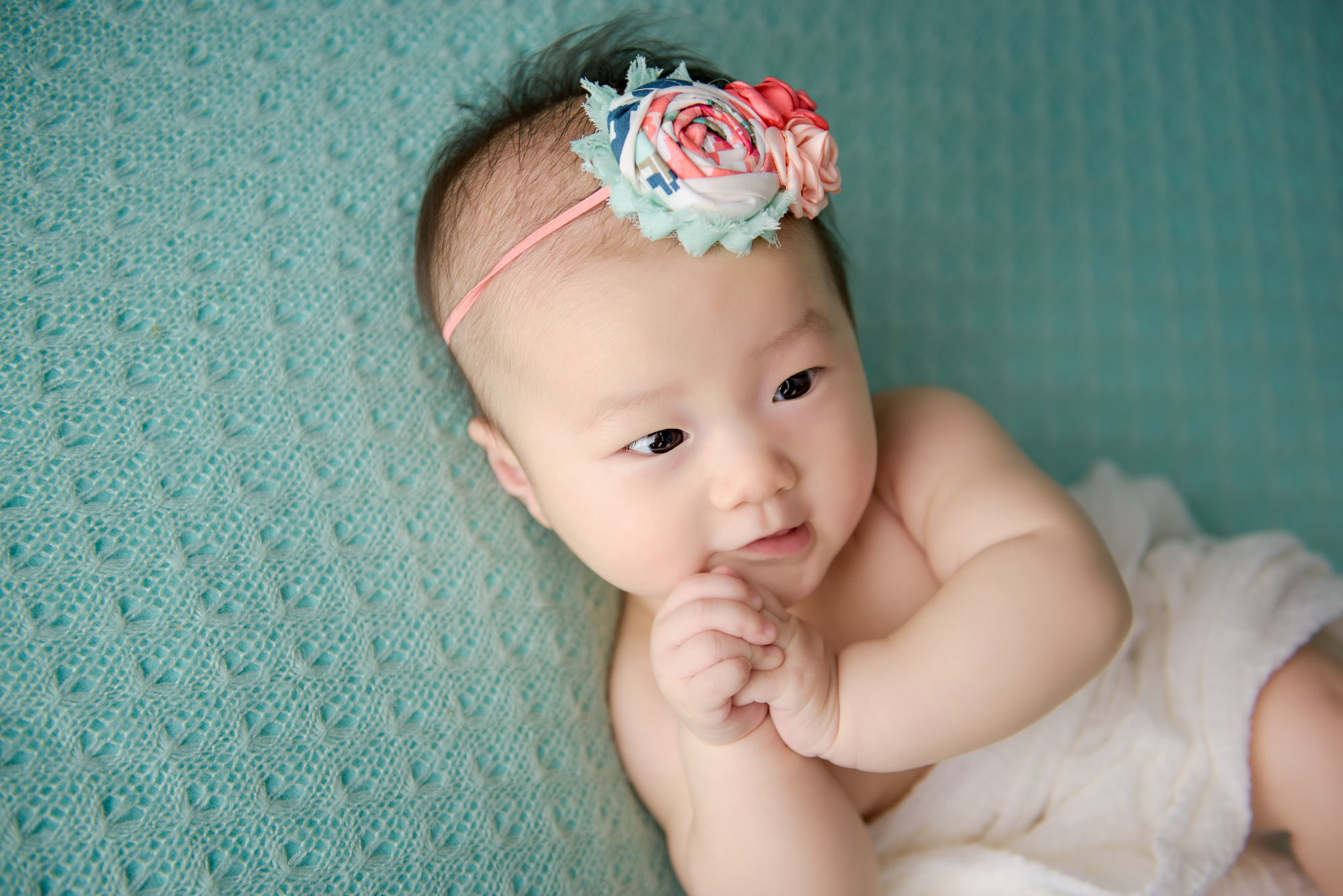 100 Days Baby Photography On Mint Backdrop