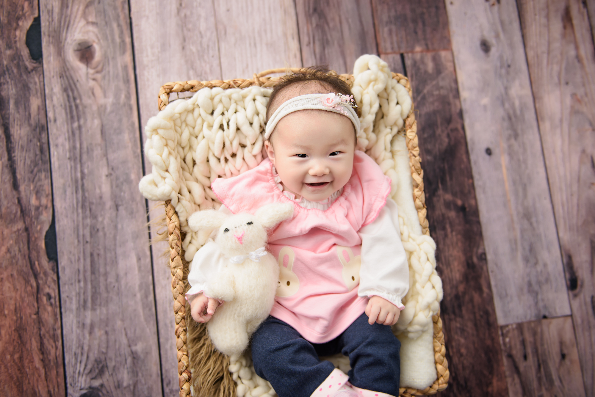 100 Days Baby Photography On Wooden Basket