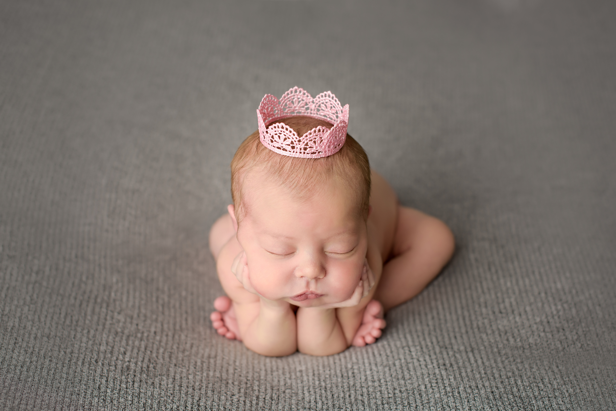 Calgary Newborn Baby Froggy Pose Pink Crown