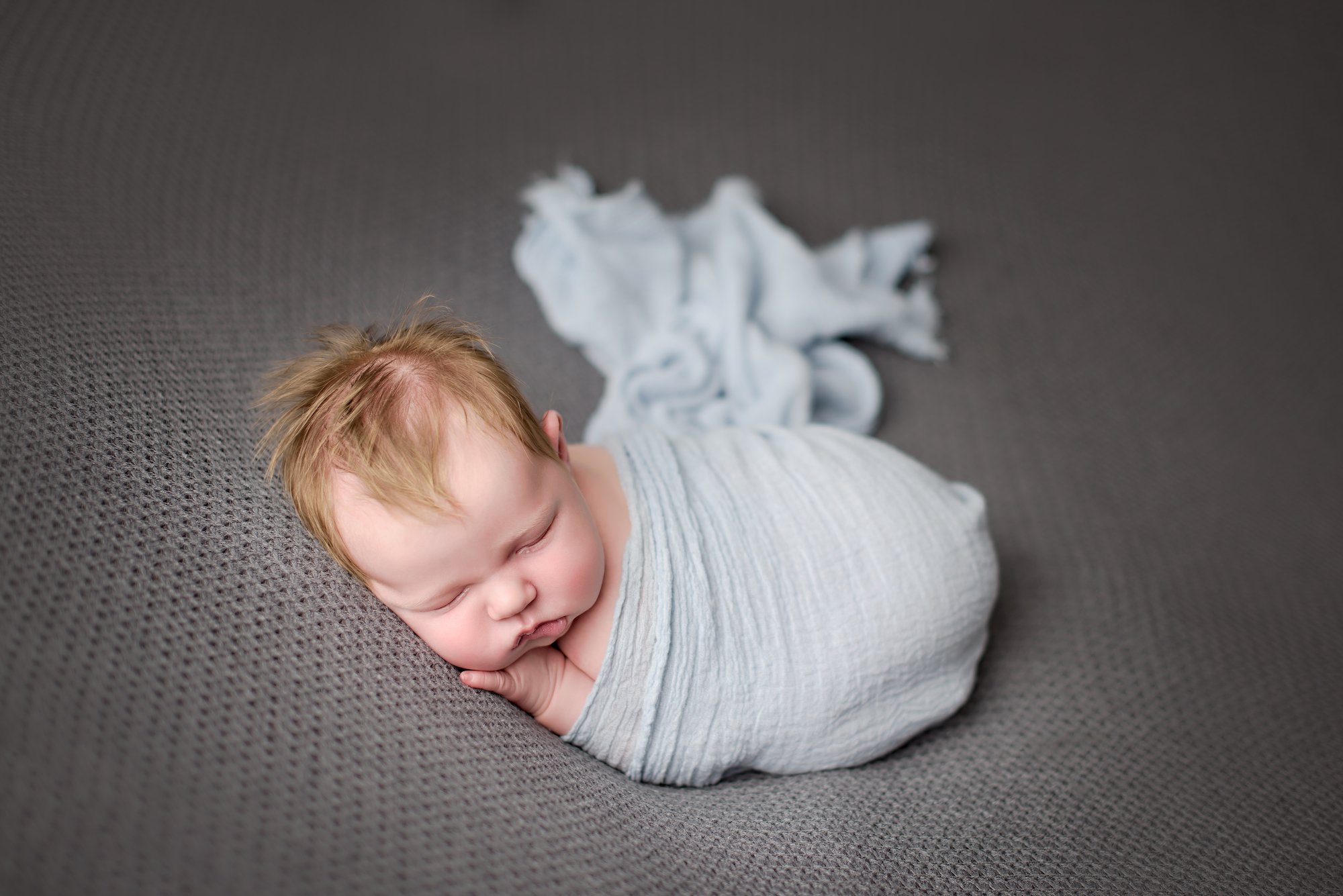 Calgary Newborn Photographer Baby Boy Blue Grey