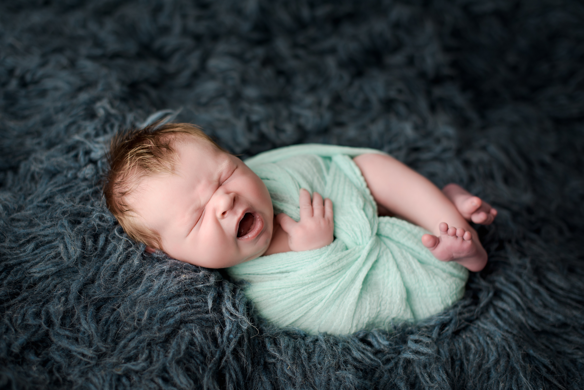 Calgary Newborn Photographer Baby Yawning