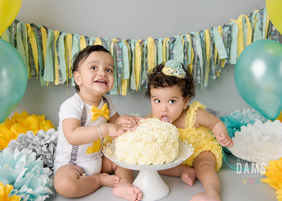 Amanda Dams Photography Twins Cake Smash Photography Happy With The Cake