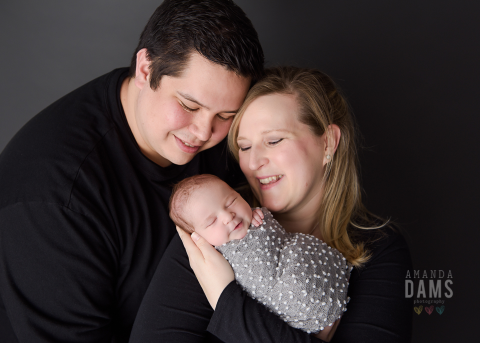 Dad Mom Newborn Baby Smiling For A Newborn Photography Photoshoot