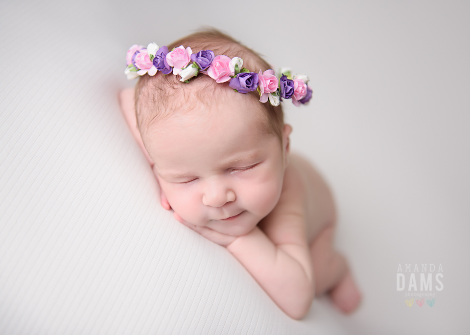 Newborn Photography Calgary Baby Sleeping With Flower Headband
