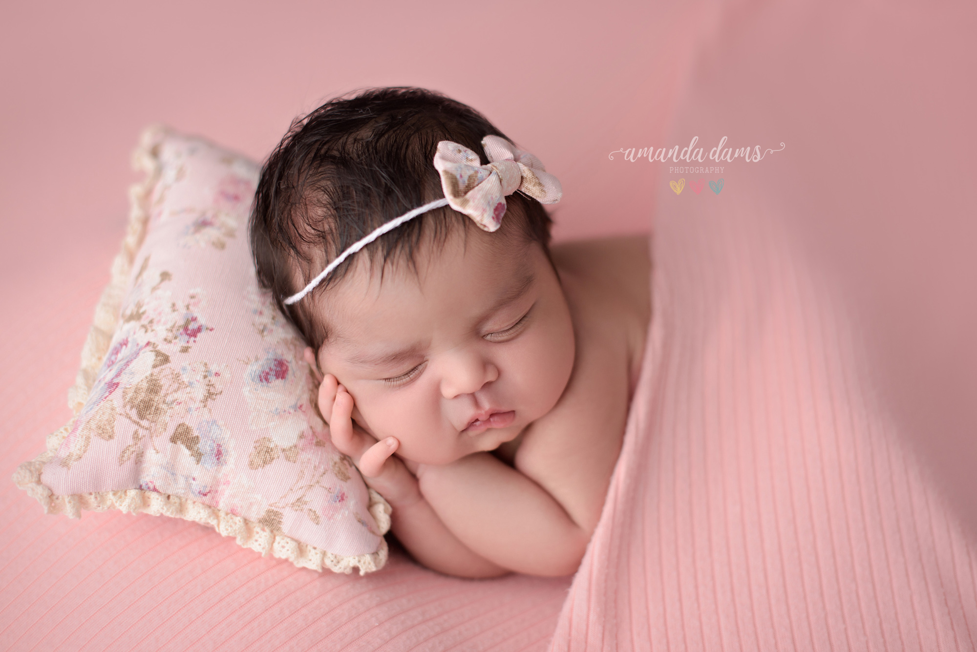 Newborn Photography Calgary Amanda Dams Photography Baby Amara On Tiny Pillow