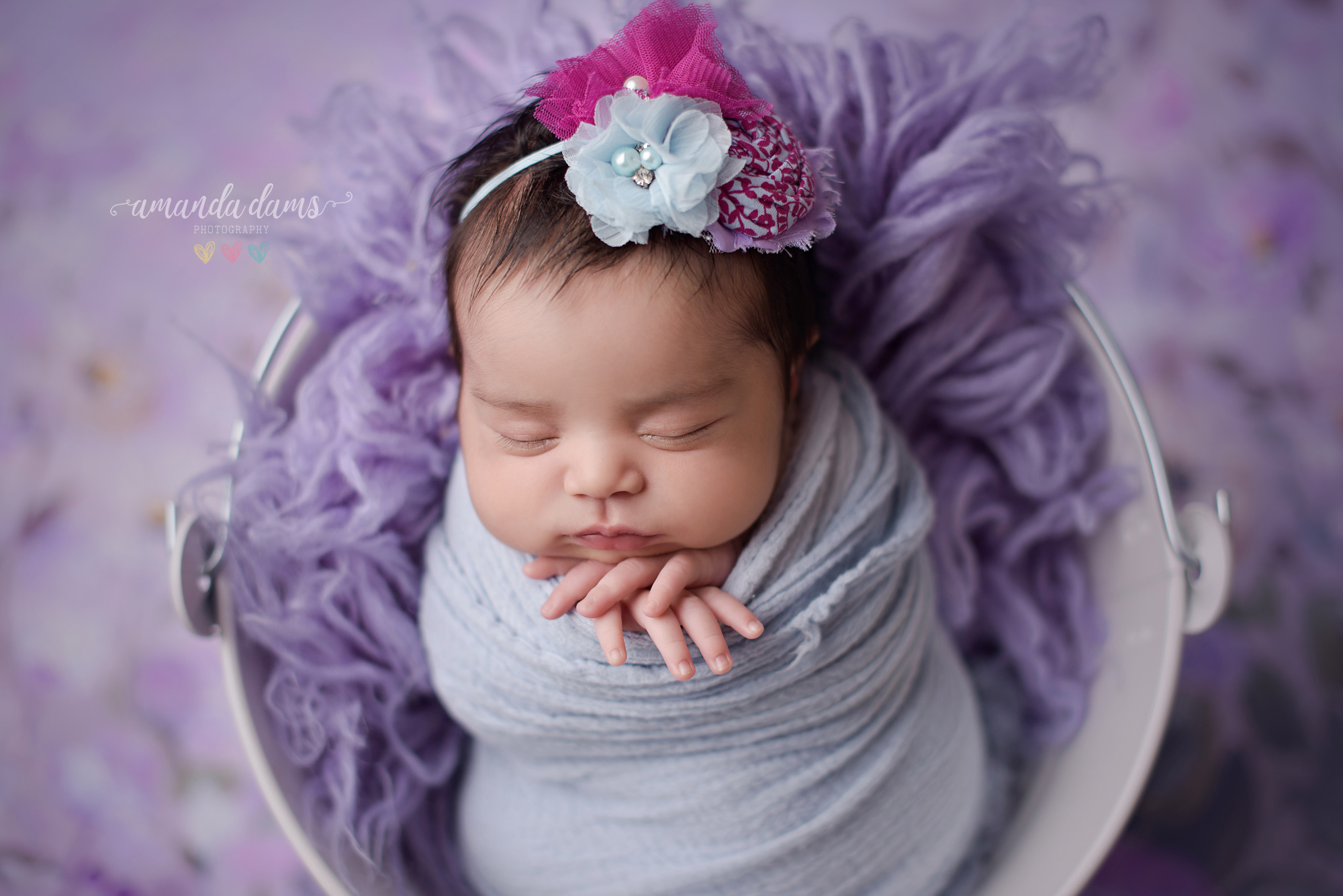 Newborn Photography Calgary Amanda Dams Photography Baby Amara Sleeping On Bucket