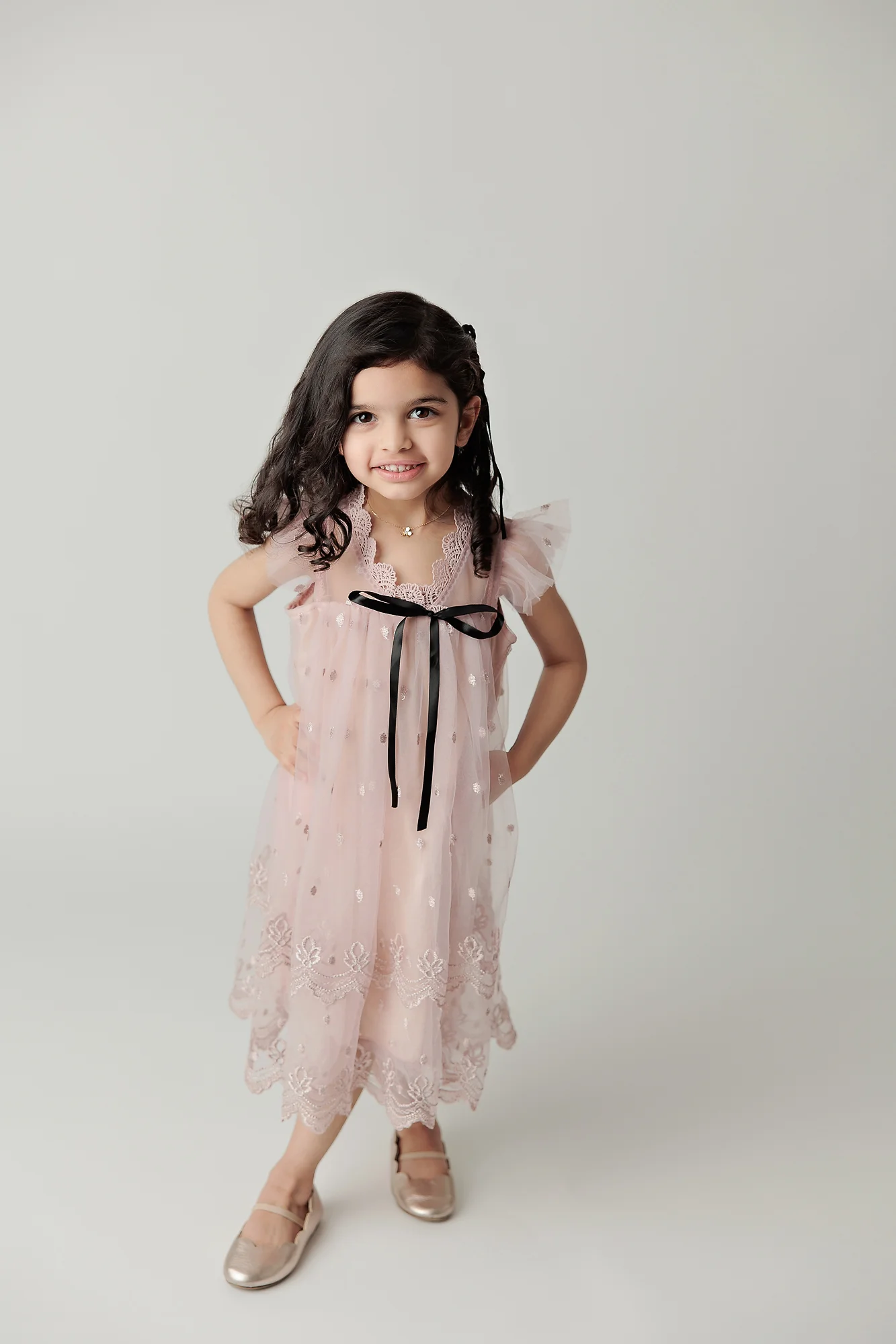 child portrait photography pink dress