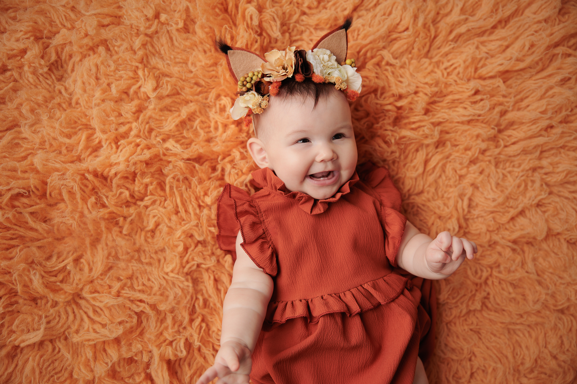 5 Months Old Baby Photography Fall Orange Calgary