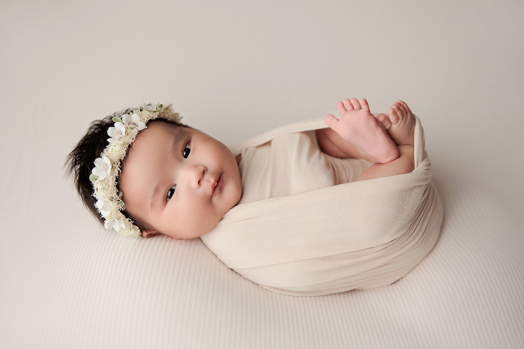 Amanda Dams Newborn Photography Calgary Baby Girl Open Eyes