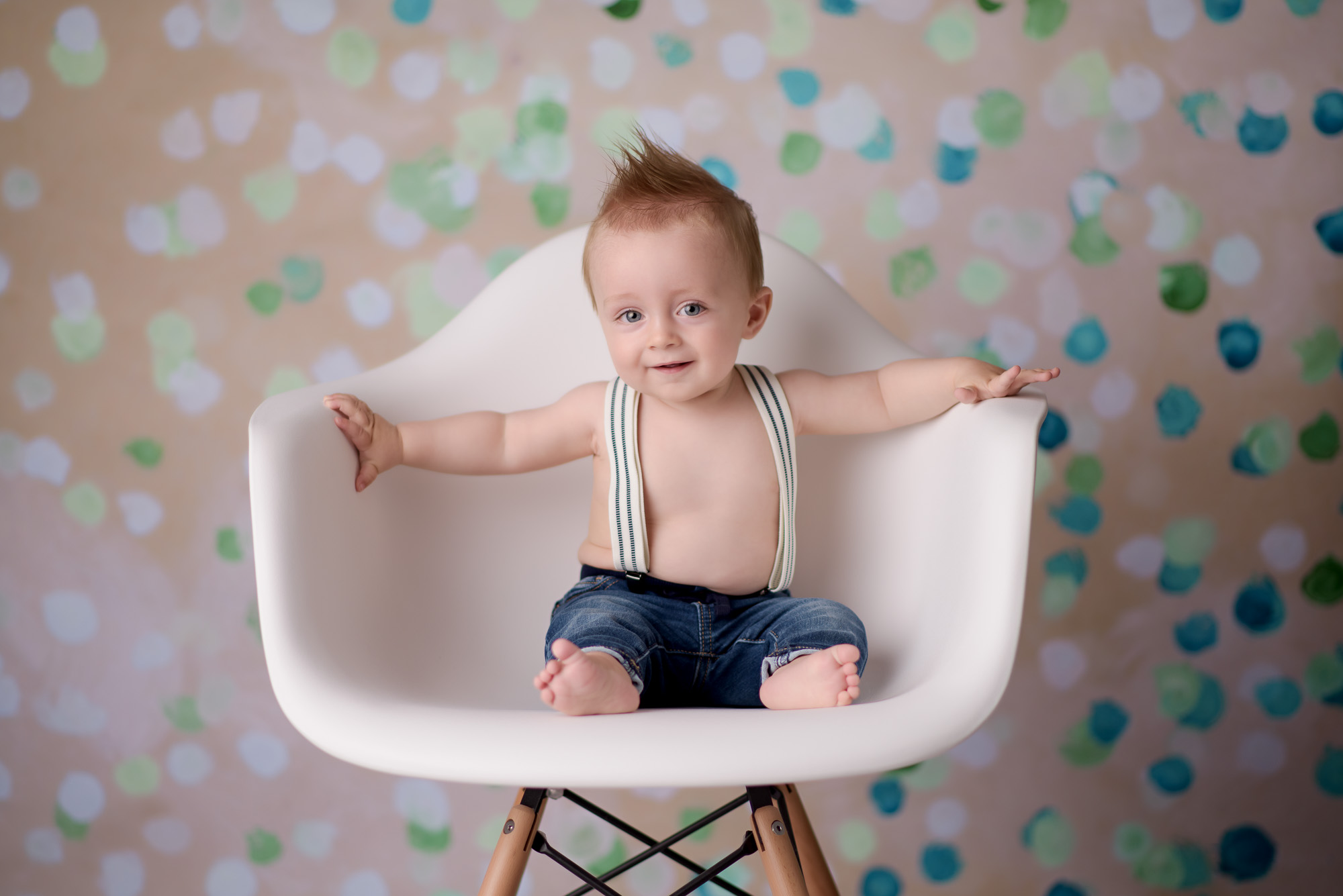 Baby Photography Session in Calgary - Baby Sitting on a Chair