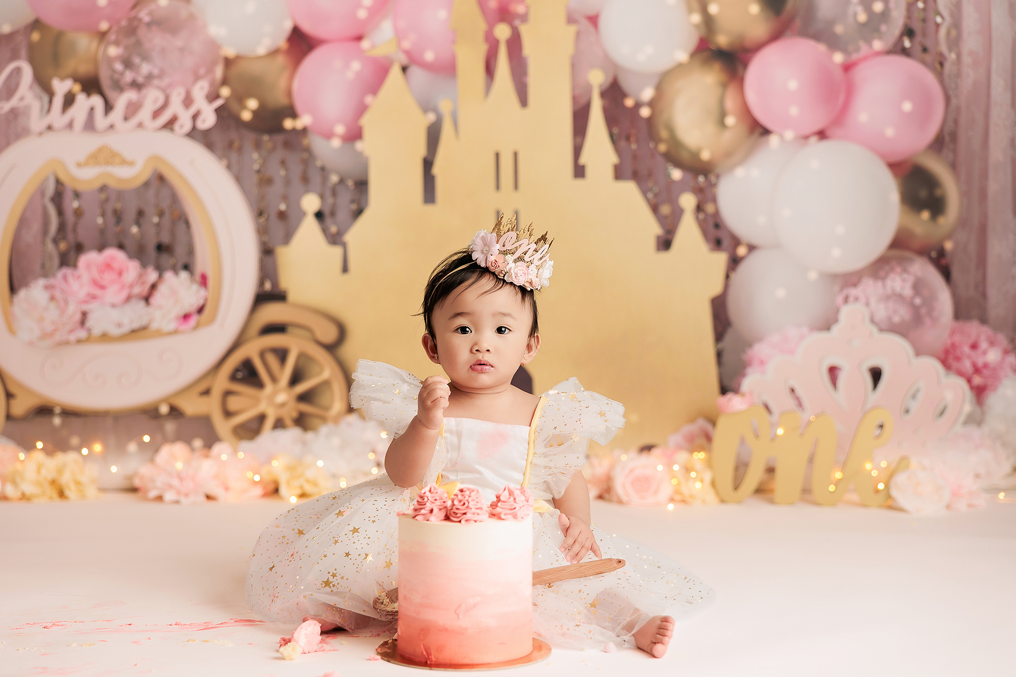 princess theme cake smash photoshoot in Calgary